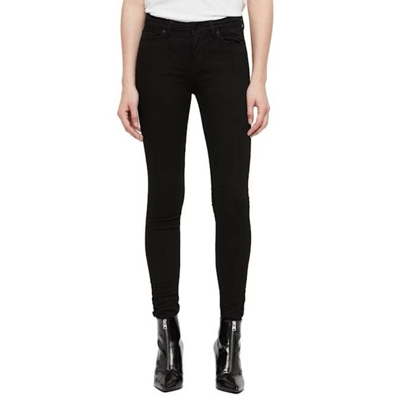 New AllSaints Grace Skinny Jeans In Jet Black Size 26